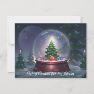 Cartão Postal Garrafa de Neve da Árvore de Natal