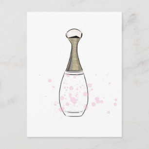 Cartão Postal Garrafa de perfume cor-de-rosa dourada