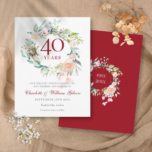 Cartão Postal Garrafa de Rosas do 40º Aniversário de Rubi Salve 