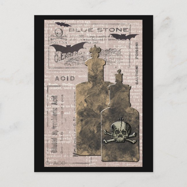 Cartão Postal Garrafas de Rótulos Venenosos (Frente)