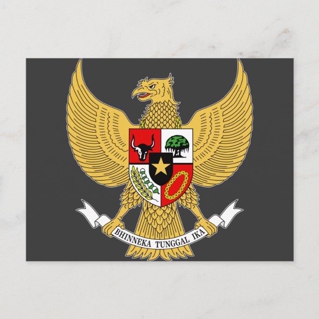 Cartão Postal Garuda Pancasila, t Arms Indonesia, Indonésia (Frente)