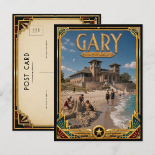 Cartão Postal Gary Indiana Arte Vintage Art Déco Idade Dourada