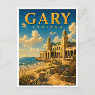 Cartão Postal Gary Indiana Marquette Pavilion GeoSaga