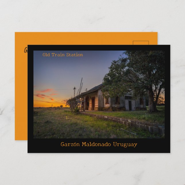 Cartão Postal Garzón Antiga Estação de Comboio Maldonado Uruguai (Frente/Verso)