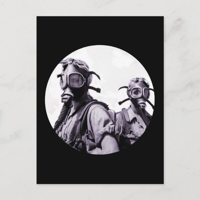 Cartão Postal Gás-Máscaras em Roxo (Frente)