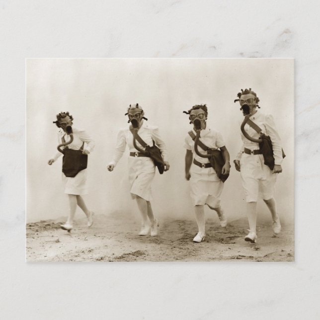 Cartão Postal Gas Mask Drill, Scott Field, Illinois (Frente)