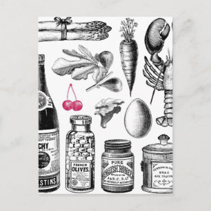 Cartão Postal Gastrônomo Vitoriano Vintage