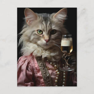 Cartão Postal Gata Bailarina Fantasia Champanhe