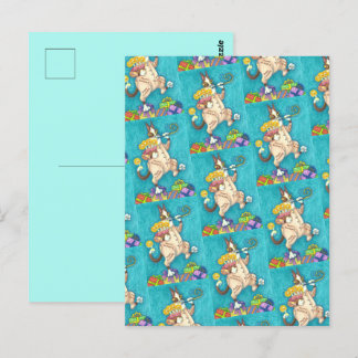 CARTÃO POSTAL GATA HISS N' FITZ DE ROUPA DE ANIVERSÁRIO, BOLO E 