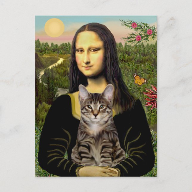 Cartão Postal GATA (Listrada) - Mona Lisa (Frente)