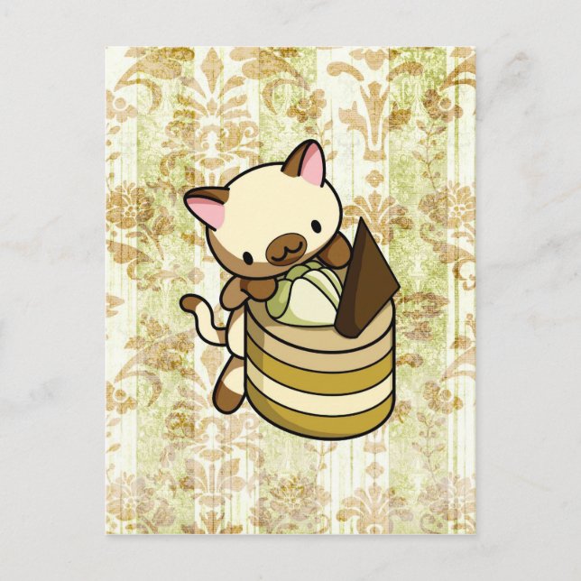 Cartão Postal Gatinha Canela Maçã (Frente)