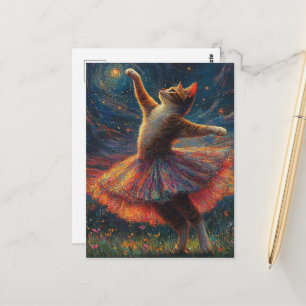 Cartão Postal Gatinha Ruiva Bailarina Adorável