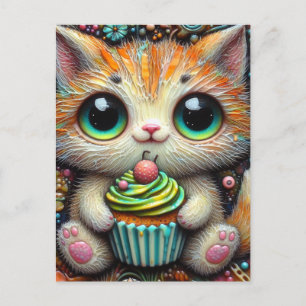 Cartão Postal Gatinho adaptável com um Cupcake