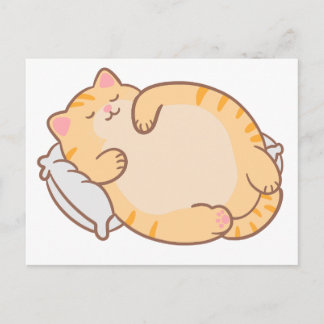 Cartão Postal Gatinho Atarracado Adormecido Almofada de Gato Tab