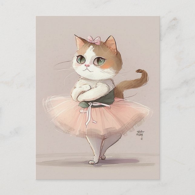 Cartão Postal Gatinho de bailarina doce (Frente)
