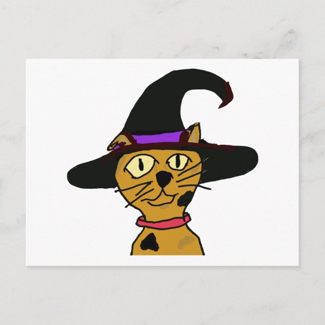 Cartão Postal Gatinho de bruxa (Frente)