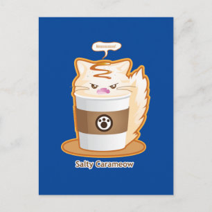 Cartão Postal Gatinho De Café De Caramelo Salgado E Cuja Fenda