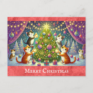 Cartão Postal Gatinho de Cartoon Gatinho Feliz Natal