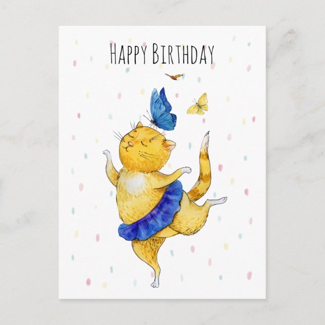 Cartão Postal Gatinho de dança cômoda (Frente)