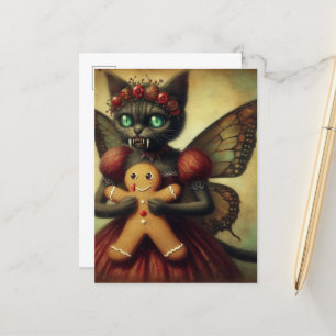 Cartão Postal Gatinho De Fada De Vampiro De Natal