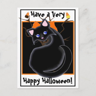 Cartão Postal Gatinho de Kiara Toon Black Cat com cartão-postal