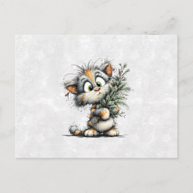 Cartão Postal Gatinho de Natal (Frente)