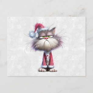 Cartão Postal Gatinho de Natal Mal-humorado