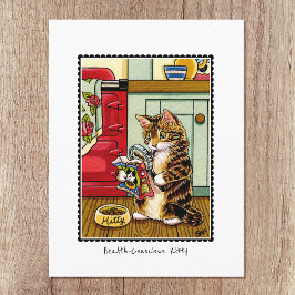Cartão Postal Gatinho de Saúde Consciente Gatinho Engraçado Pers