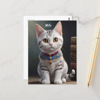 Cartão Postal Gatinho de Shorthair Americano Bonito com Olhos Gr