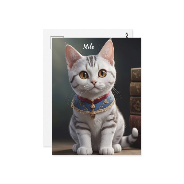 Cartão Postal Gatinho de Shorthair Americano Bonito com Olhos Gr (Frente/Verso In Situ)