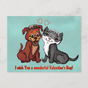 Cartão Postal Gatinho e pãozinho, Feliz Dia dos Namorados!