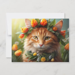 Cartão Postal Gatinho em Laranja Blooms