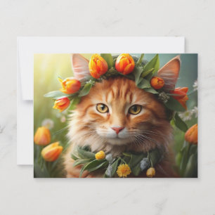 Cartão Postal Gatinho em Laranja Blooms