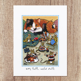 Cartão Postal Gatinho Fluff! Alinhamento de Cat & Mouse Personal