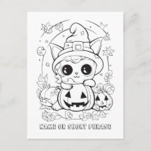 Gatinho Fofo de Halloween Pinte Você Mesmo