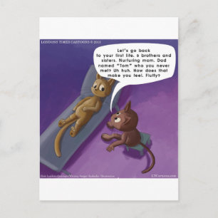 Cartão Postal Gatinho Fofo na Terapia Cartoon Engraçado de Gato