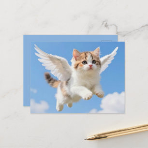 Cartão Postal Gatinho Fofo Voador