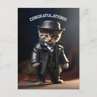 Cartão Postal Gatinho Gângster