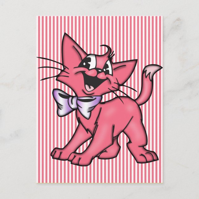 Cartão Postal Gatinho Gatinho de Cartografia Rosa (Frente)