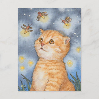 Cartão Postal Gatinho Gato Bonito com Cartão-Postal Firefly