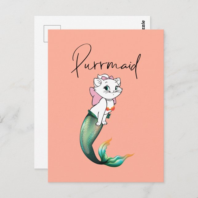 Cartão Postal Gatinho Gato-Purê - Design de Gato-Sereia Divertid (Frente/Verso)