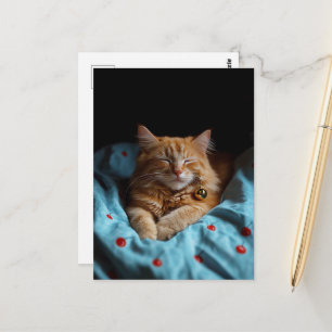 Cartão Postal Gatinho Gengibre Adorável e Sonolento 