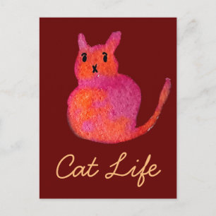 Cartão Postal Gatinho giro, rosa,
