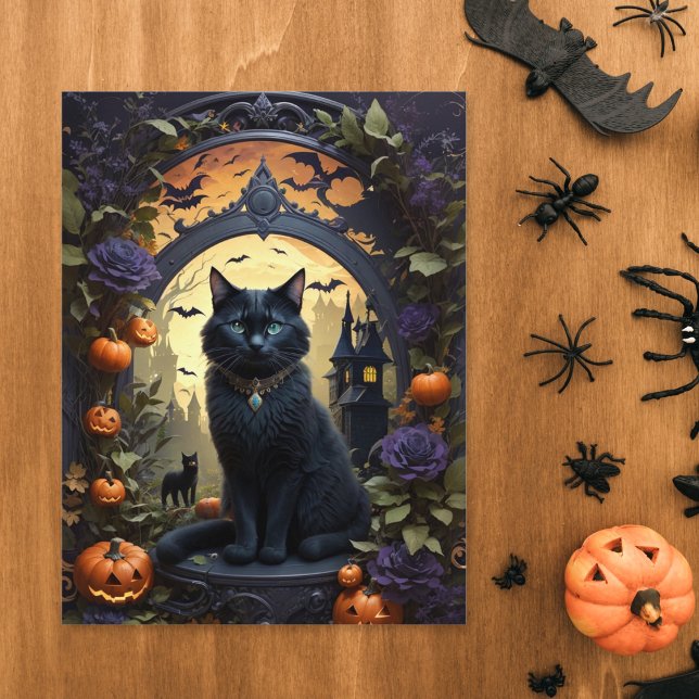Cartão Postal Gatinho Gótico Negro Spooky (Criador carregado)