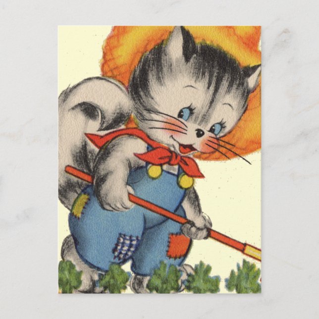 Cartão Postal Gatinho Kat Gardener (Frente)