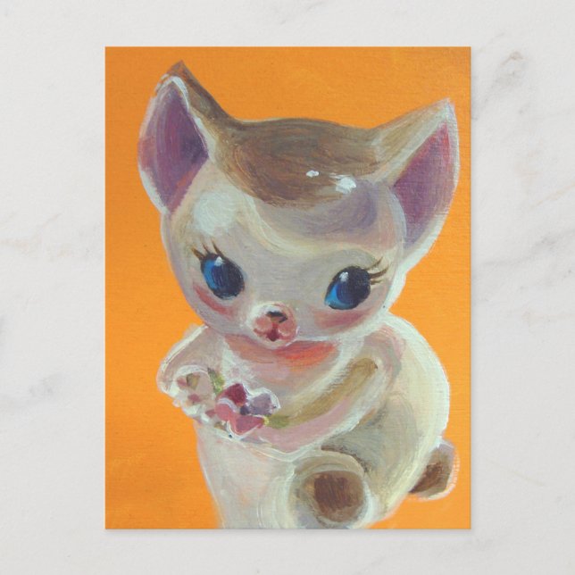 Cartão Postal Gatinho Laranja Neko (Frente)