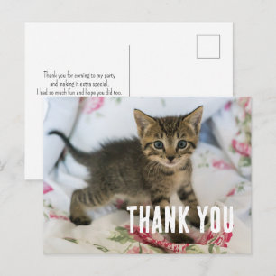 Cartão Postal Gatinho Malhado Fofo Parecendo Surpreso Obrigado