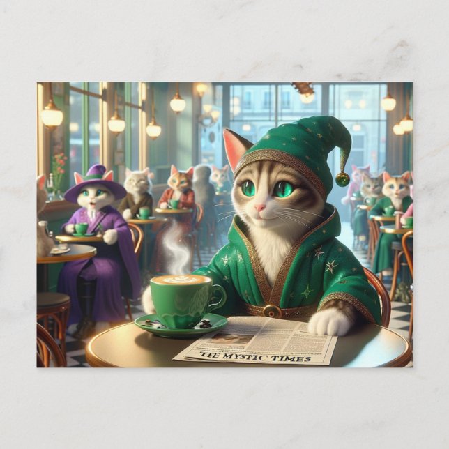 Cartão Postal Gatinho místico no Compro Café (Frente)