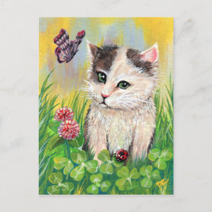 Cartão Postal Gatinho no patch de fechamento