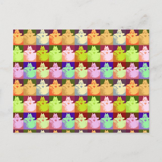 Cartão Postal Gatinho pop Art Snow (Frente)